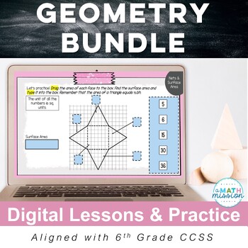 Preview of 6th Grade CCSS Geometry Digital Lessons & Practice Activities for Google™