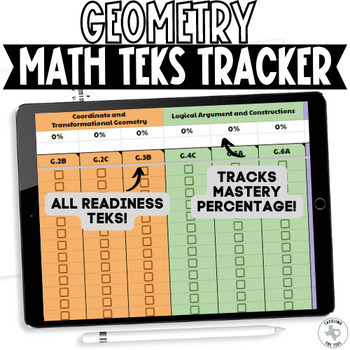 Preview of Geometry Digital Math TEKS Data Tracker: Progress Monitor Student Checklist