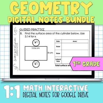 Preview of Geometry 7th Grade Math Digital Notes for Google Slides