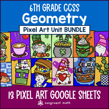 Preview of Geometry Pixel Art Unit BUNDLE | 6th Grade CCSS