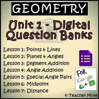 Preview of Geometry Digital Question Banks - Unit 1 - Geometry Basics BUNDLE