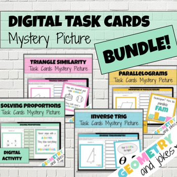 Preview of Geometry Digital Task Cards Mystery Picture Bundle