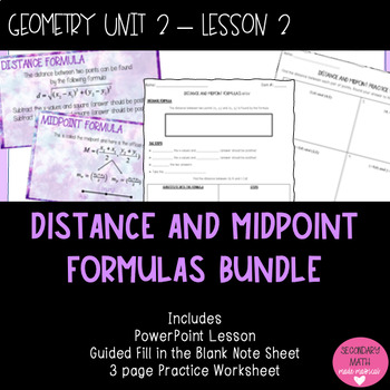 Preview of Geometry Distance and Midpoint Formulas Bundle Unit 2 Lesson 2