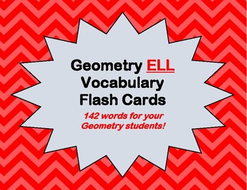 Preview of Geometry Vocabulary Flash Cards for ELLs | ENGLISH AND SPANISH | Math 4 ELL