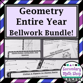 Preview of Geometry ENTIRE YEAR Bellwork Station Cards BUNDLE!