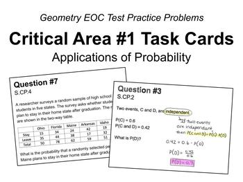 Preview of Geometry EOC Test Critical Area #1 Task Cards - Applications of Probability
