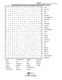 Geometry End of Course Vocabulary Word Search Review