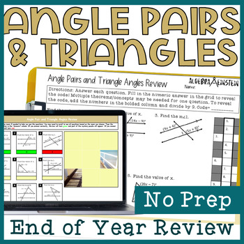 Preview of Geometry End of Year EOC Review Angle Pairs Triangle Angles