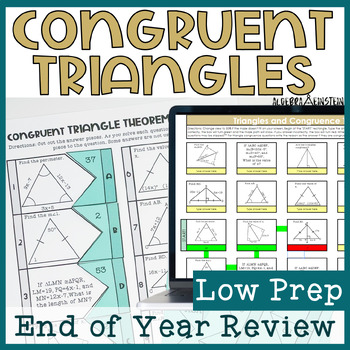 Preview of Geometry End of Year EOC Review Congruent Triangles