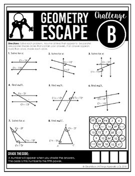 geometry end of year eoc review escape room activity by all things