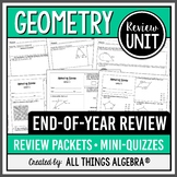 Geometry EOC End of Year Review Packets + Editable Quizzes