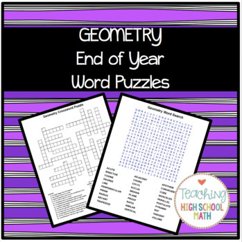 Preview of Geometry End of Year Word Puzzles (Crossword and Word Search)