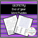 Geometry End of Year Word Puzzles (Crossword and Word Search)