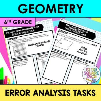 Preview of Geometry Error Analysis | 6th Grade Math | Area, Volume, Nets, Coordinate Plane