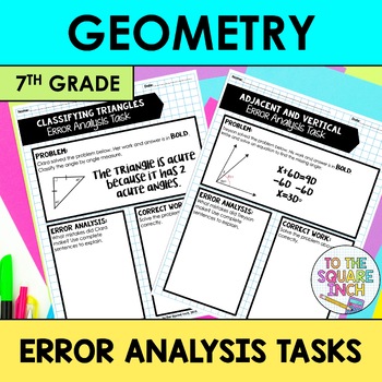 Preview of Geometry Error Analysis Tasks | 7th Grade Math