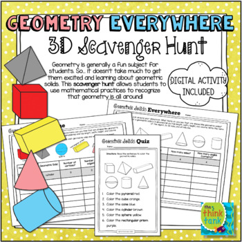 Preview of Geometry Everywhere: 3D Solids Scavenger Hunt | Distance Learning