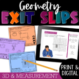 Geometry Exit Tickets 3D Figures & Measurement PRINT & DIGITAL