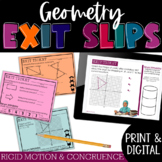 Exit Tickets Rigid Motion & Congruence Geometry Print & Digital