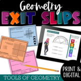 Geometry Exit Tickets Tools of Geometry PRINT & DIGITAL