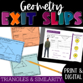 Geometry Exit Tickets Triangles & Similarity PRINT & DIGITAL