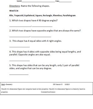 Geometry - Fifth Grade Common Core Math Worksheets - All ...