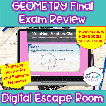 Preview of Geometry Final Exam 2nd Semester Review: End of Year Digital Escape Room