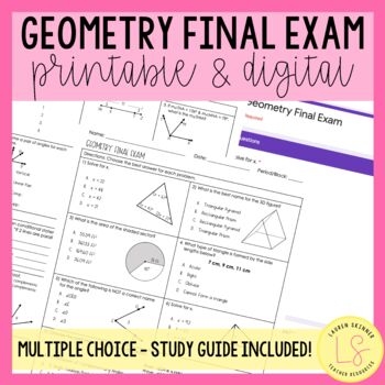 Preview of Geometry Final Exam Bundle - Print and DIGITAL Exam plus Study Guide!