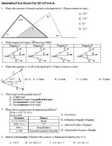 Geometry Final Exam Fall 2013; multiple-choice; 2 versions