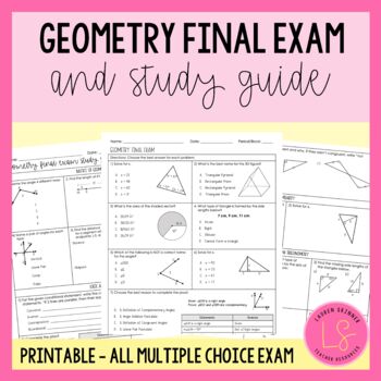 Preview of Geometry Final Exam and Study Guide