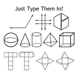 Geometry Fonts - Angles, Shapes, Nets, Pattern Blocks, and