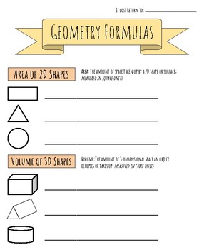 Preview of Geometry Formulas Guided Notes