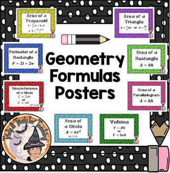 Preview of Geometry Formulas Posters Area Perimeter Volume Powerpoint PDF Smartboard