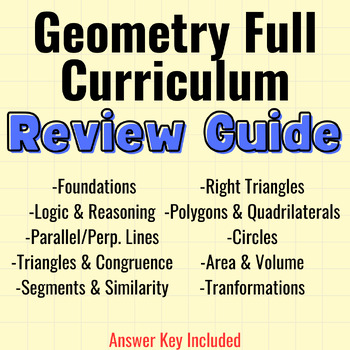 Preview of Geometry Full Curriculum Review Study Guide/Exam Review/Guided/Full Course