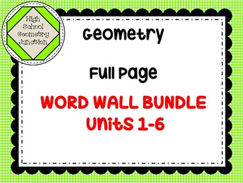 Preview of Geometry Full Page Word Wall Units 1-6