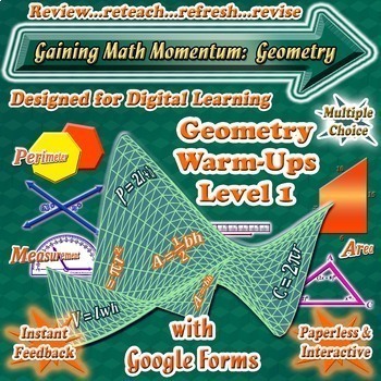 Preview of Geometry GOOGLE FORMS Mixed Review Warm-Ups/Quizzes Math Digital Learning Set 1