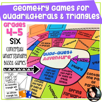 Preview of Geometry Games for Classifying Quadrilaterals and Triangles Grades 4-5 6 GAMES!