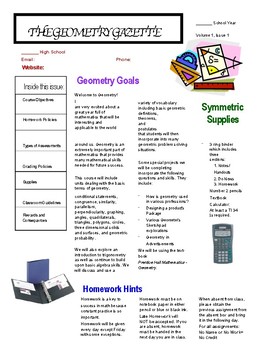 Preview of Geometry Gazette Syllabus