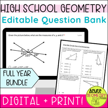 Preview of Geometry Google Forms Digital Practice or Assessments Full Year Bundle