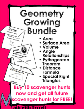 Preview of Geometry Growing Scavenger Hunt Bundle