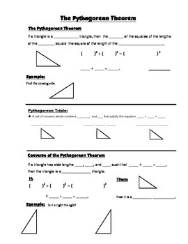Geometry Guided Interactive Math Notebook Page: The Pythagorean Theorem