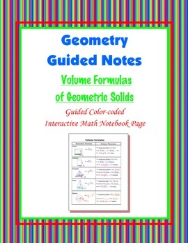 Geometry Guided Interactive Math Notebook Page: Volume Formulas for Solids