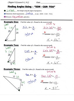 Geometry Guided Interactive Math Notebook Page Applying Trigonometric Ratios