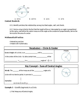 Geometry Guided Notes – 10.2 Measuring Angles And Arcs By Heather Conley