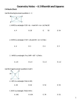 Squares And Rhombi Worksheet - Worksheet List
