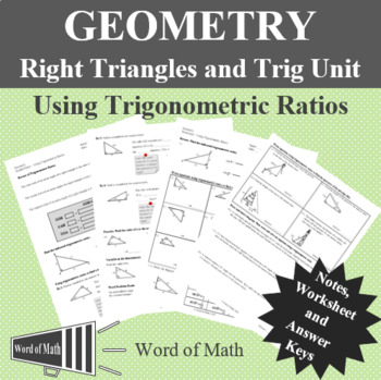Preview of Geometry - Guided Notes and Worksheet - Use Trig Ratios to Find Missing Sides