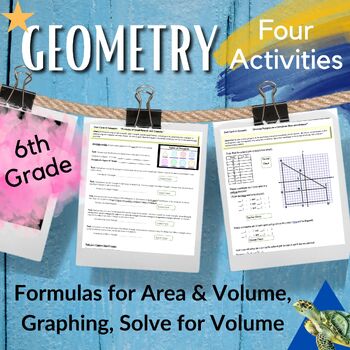 Preview of 6th Grade Math Geometry Area, Volume, Formulas, Ordered Pairs Activities