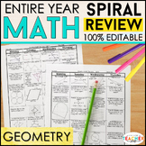 Geometry Spiral Review & Quizzes | Homework or Warm Ups