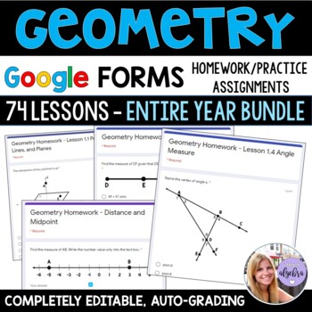 Preview of Geometry Homework - Google Forms - Growing Bundle for the Entire School Year