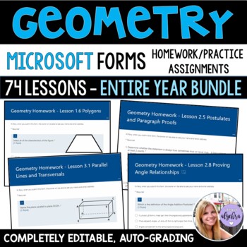 Preview of Geometry Homework - Microsoft Forms - Bundle for the Entire School Year