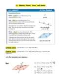 Geometry Honors McDougal Littell Chapter 1 Lesson Notes and KEYS
